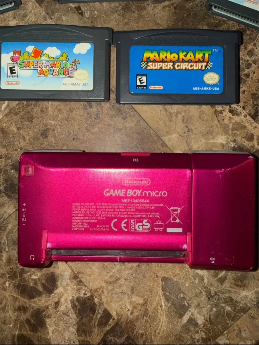 Nintendo gameboy micro Mario 5 games! Charger pink